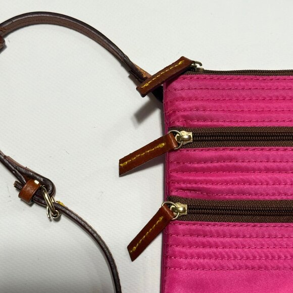 Vintage Dooney & Bourke North South Triple Zip Crossbody – Pink Nylon - Picture 11 of 12